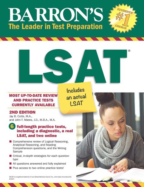 Barron's LSAT, 2nd Edition: with Bonus Online Tests (Barron's Test Prep) cover