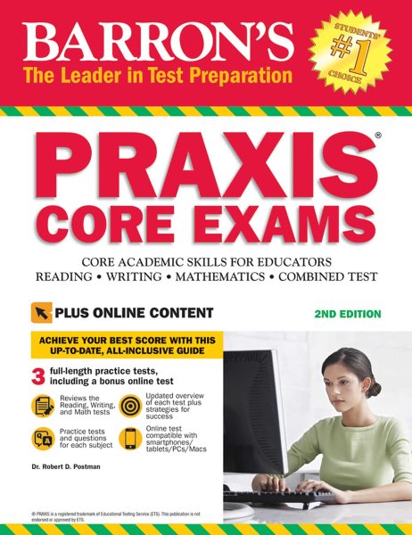 Barron's PRAXIS CORE EXAMS, 2nd Edition: Core Academic Skills for Educators with Online Test (Barron's Test Prep) cover