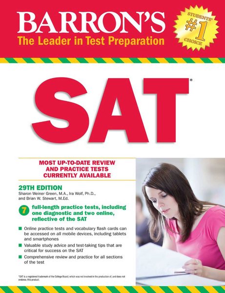 Barron's SAT, 29th Edition: with Bonus Online Tests (Barron's Test Prep) cover