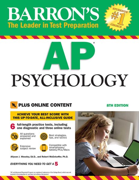 Barron's AP Psychology, 8th Edition: with Bonus Online Tests cover