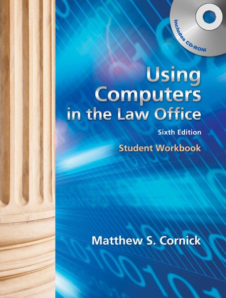 Workbook for Cornick's Using Computers in the Law Office, 6th cover