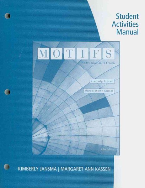 Student Activities Manual for Jansma/Kassen’s Motifs cover