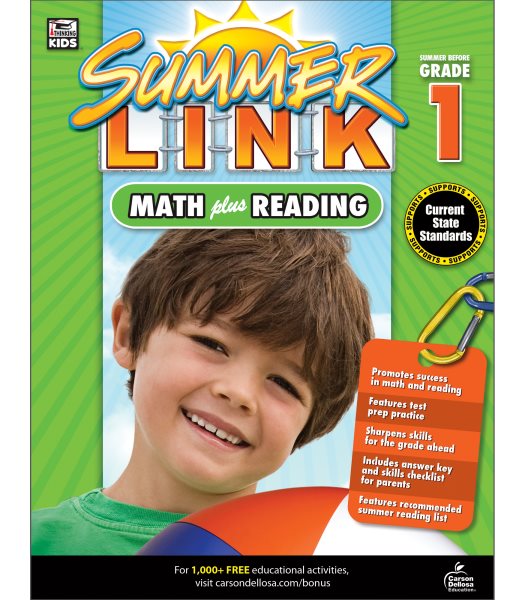Math Plus Reading Workbook: Summer Before Grade 1 (Summer Link) cover