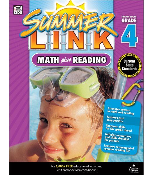 Math Plus Reading Workbook: Summer Before Grade 4 (Summer Link) cover