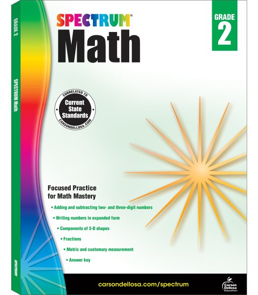Spectrum Second Grade Math Workbook – Addition, Subtraction, Fraction Mathematics With Examples, Tests, Answer Key for Homeschool or Classroom (160 pgs) cover