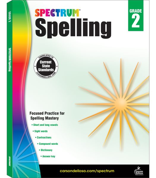 Spectrum 2nd Grade Spelling Workbook—State Standards Focused Spelling Practice with Dictionary and Answer Key for Homeschool or Classroom Learning (208 pgs) cover