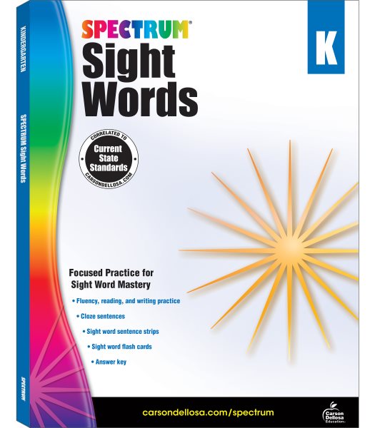 Spectrum Sight Words Book, Softcover,Grade K, Ages 5 to 6 cover