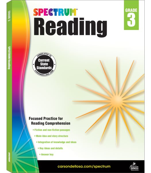 Spectrum Reading Comprehension Grade 3 Workbook, Fiction and Nonfiction Passages, Identifying Story Structure and Main Ideas, Critical Thinking Skills, Classroom or Homeschool Curriculum cover