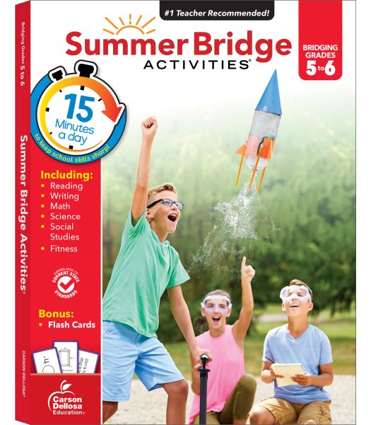 Summer Bridge Activities 5-6 Grade Workbooks, Math, Reading Comprehension, Writing, Science, Social Studies, Summer Learning 6th Grade Workbooks All Subjects With Flash Cards (160 pgs) cover