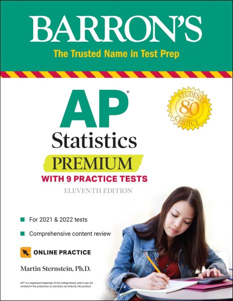 AP Statistics Premium: With 9 Practice Tests (Barron's Test Prep) cover