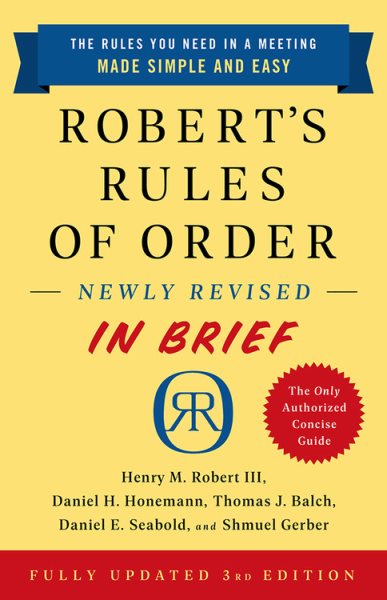 Robert's Rules of Order Newly Revised In Brief, 3rd edition cover