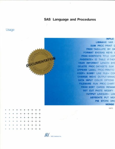 Sas Language and Procedures: Usage cover