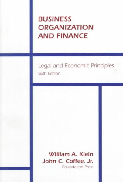 Business Organization & Finance, 1996: Legal and Economic Principles (University Textbook Series) cover