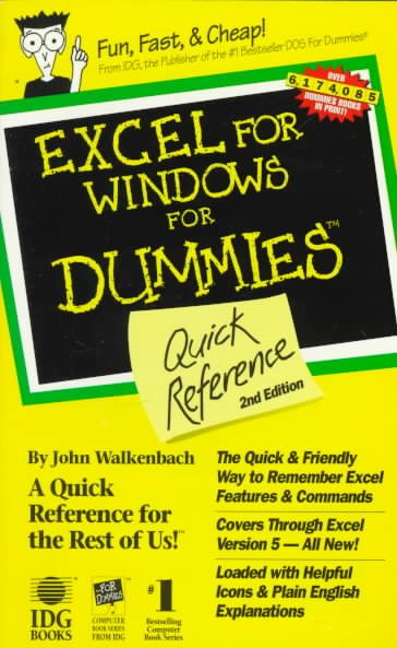 Excel for Windows for Dummies Quick Reference cover