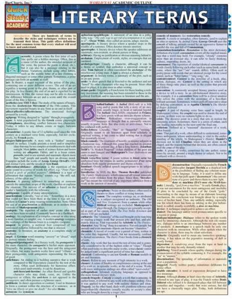 Literary Terms (Quickstudy Reference Guides - Academic) cover