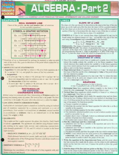 Algebra Part 2 (Quickstudy Reference Guides - Academic)