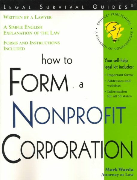 How to Form a Nonprofit Corporation: With Forms cover