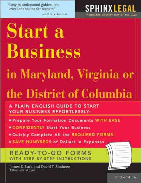 Start a Business in Maryland, Virginia, or the District of Columbia (Legal Survival Guides) cover