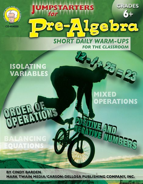 Jumpstarters for Pre-Algebra Grades 6 + cover
