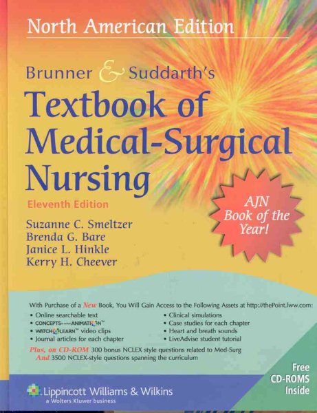 Brunner & Suddarth's Textbook of Medical-Surgical Nursing: North American Edition (TEXTBOOK OF MEDICAL-SURGICAL NURSING- 1-VOL (BR/SU) cover