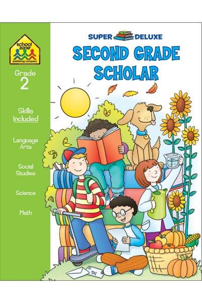 School Zone - Second Grade Super Scholar Workbook - 128 Pages, Ages 7 to 8, 2nd Grade, Sentence and Story Structure, Parts of Speech, Reading Comprehension, Cause and Effect, and More