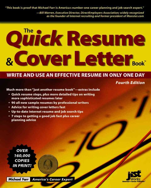 The Quick Resume & Cover Letter Book: Write and Use an Effective Resume in Only One Day (Quick Resume and Cover Letter Book) cover