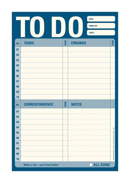 Knock Knock To Do Pad, To-Do List Notepad for Daily Tasks, Errands, Notes, 6 x 9-inches (Blue) cover