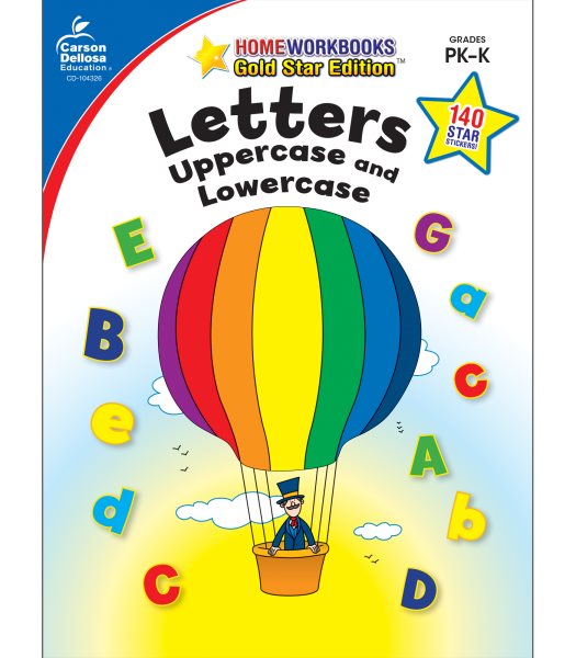 Letters: Uppercase and Lowercase, Grades PK - K: Gold Star Edition (Home Workbooks) cover