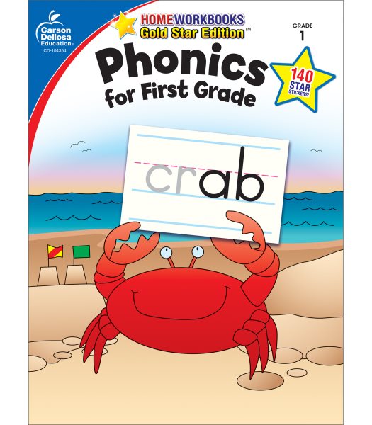 Carson Dellosa Phonics for First Grade Workbook―Writing Practice, Tracing Letters, Writing Words With Incentive Chart and Motivational Stickers (64 pgs) (Home Workbooks) cover