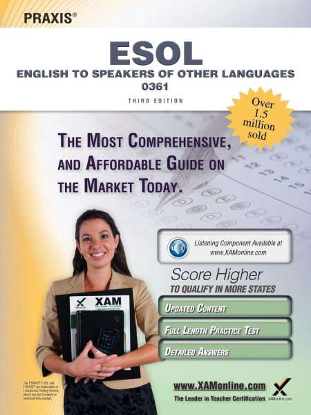 Praxis English to Speakers of Other Languages (ESOL) 0361 Teacher Certification Study Guide Test Prep cover