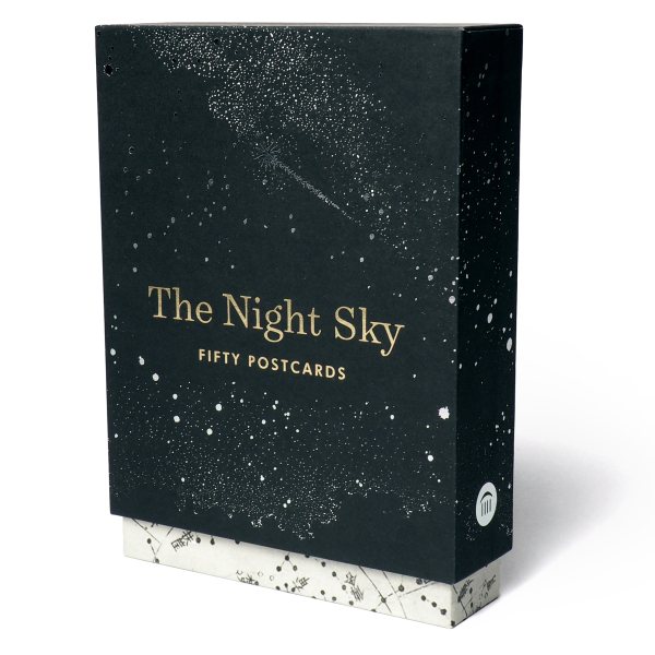 The Night Sky: Fifty Postcards (50 designs; archival images, NASA ephemera, photographs, and more in a gold foil stamped keepsake box;) cover
