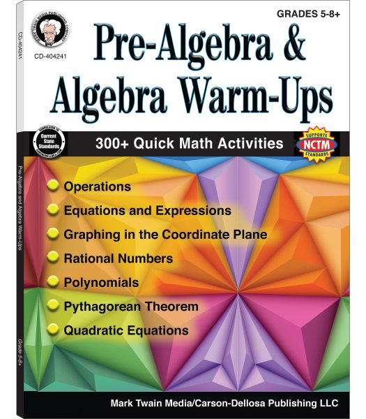 Mark Twain - Pre-Algebra and Algebra Warm-Ups, Grades 5 - 8
