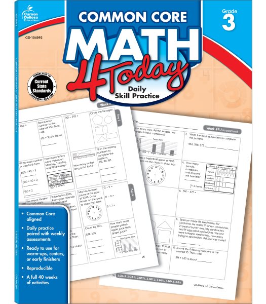 Carson Dellosa | Common Core Math 4 Today Workbook | 3rd Grade, 96pgs (Common Core 4 Today)