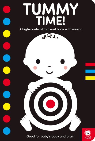 Tummy Time!: A high-contrast fold-out book with mirror for babies cover