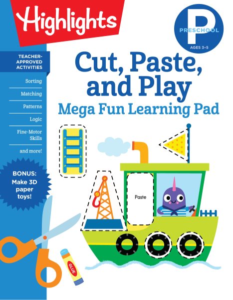 Preschool Cut, Paste, and Play Mega Fun Learning Pad (Highlights Mega Fun Learning Pads) cover