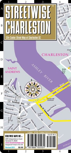 Streetwise Charleston Map - Laminated City Center Street Map of Charleston, South Carolina - Folding pocket size travel map cover