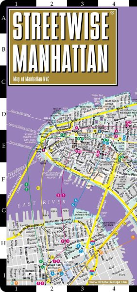 Streetwise Manhattan Map - Laminated City Street Map of Manhattan, New York - Folding pocket size travel map with subway map, bus map cover