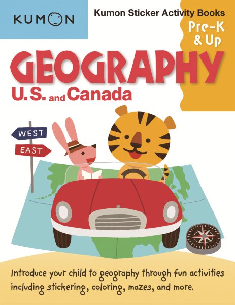 Kumon Pre K & Up Geography US and Canada Sticker Activity Book (Kumon Sticker Activity Books) cover