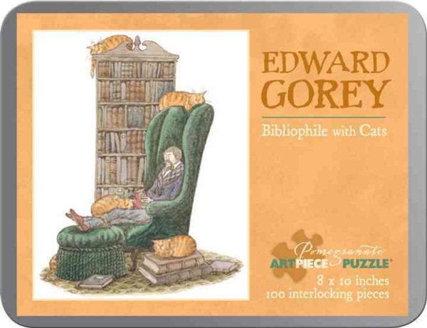 Pomegranate Edward Gorey - Bibliophile with Cats: 100 Piece Puzzle cover
